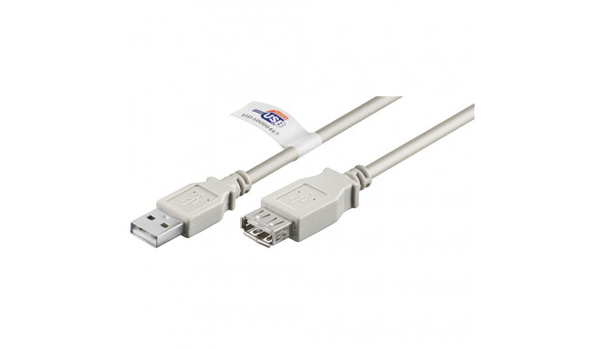 USB 2.0 pikenduskaabel A - A 3.0m, USB sertifikaadiga, hall