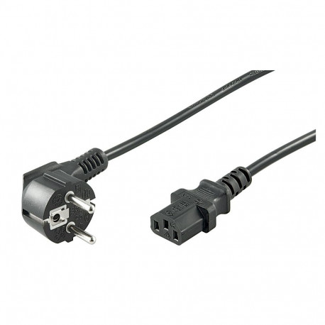 220V Toitekaabel 5.0m, must, CEE 7/7 pistik nurgaga - C13