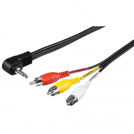 3.5mm 90° 4pin - 3xRCA kaabel 1.5m, must