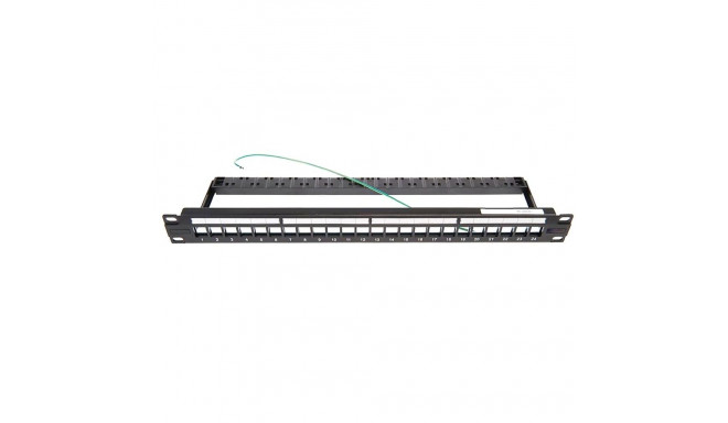 Paneel RJ45 Cat5e/Cat6/Cat6a 24 port SL A/B varjestatud must tühi