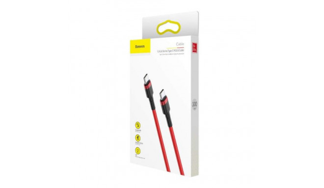 Baseus Type-C - Type-C Cafule Cable PD 2.0, QC 3.0, 60W, 3A, 1m, Red (CATKLF-G09)