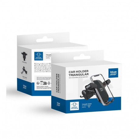 Gravity car phone holder Blue Star Triangular air vent black