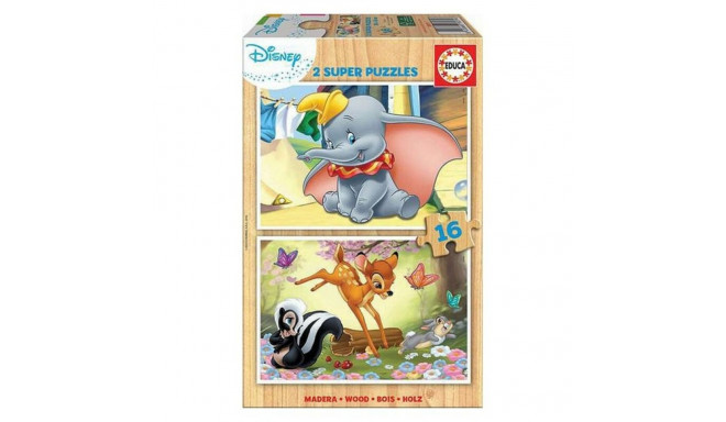 2-Puzzle Set Disney Dumbo & Bambi Educa 18079 Wood Children's 16 Pieces