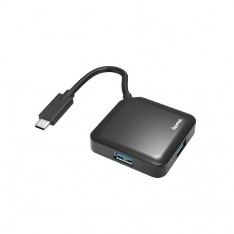 USB-Hub Hama USB3 Type-C pistik - 4 porti USB3, USB-C toitega, must, Win 10/8/7, MacOS 10.8