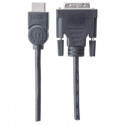 Manhattan HDMI to DVI-D 24+1 Cable, 1.8m, Male to Male, Black, Equivalent to HDMIDVIMM6, Dual Link, 