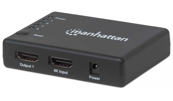 Manhattan HDMI Splitter 4-Port (Compact), 4K@30Hz, Displays output from x1 HDMI source to x4 HD disp