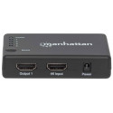 Manhattan HDMI Splitter 4-Port (Compact), 4K@30Hz, Displays output from x1 HDMI source to x4 HD disp