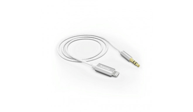 Audiokaabel Hama Lightning - 3.5mm 3-pin pistik, valge 1.0m AUX-In adapterkaabel Apple seadme helise