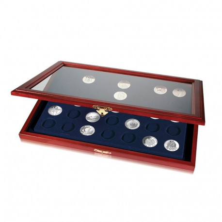 SAFE Wooden Display Case for 35 Coins up to 33mm diameter