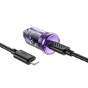 HOCO car charger Type C + cable Type C to Lightning PD QC3.0 30W Z53 purple