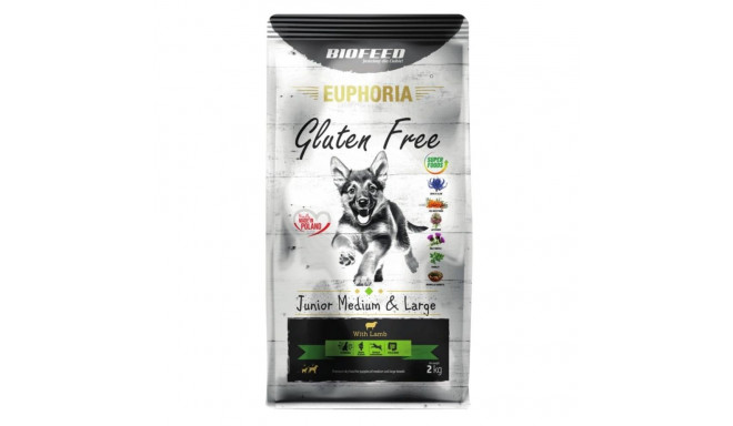 BIOFEED Euphoria Gluteenivaba Junior keskmine & suur Lambaliha - kuiv koeratoit - 2kg