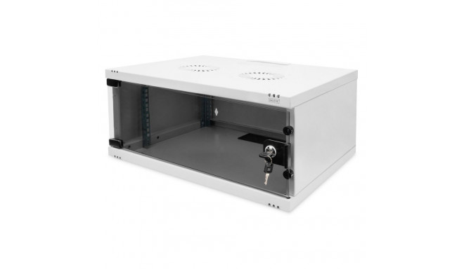 Wall-mounted network cabinet 19" 4U, SOHO 241 x 540 x 400 mm, door glass, grey, unfolded, 60kg
