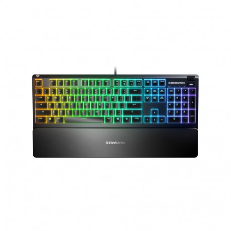 SteelSeries Apex 3 mänguklaviatuur, US paigutus, juhtmega, must, IP32 veekindel, kohandatav 10-tsoon