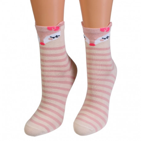 SOKISAHTEL CHARLEE roosad triibulised puuvillased sokid 444