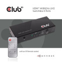 CLUB3D HDMI™ 2.0 UHD 4K60Hz SwitchBox 4 ports and included IR Remote control