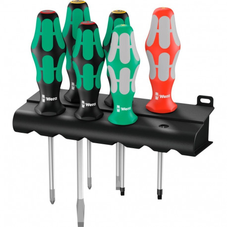 334/368/6 Schraubendrehersatz Kraftform Plus + Rack (schwarz/grün, 6-teilig, mit Lasertip)