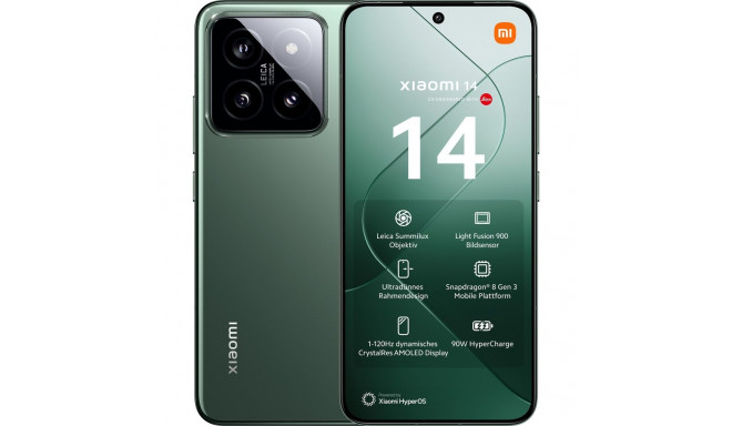 Xiaomi 14 - 6.36 - 512GB, Mobile Phone (Jade Green, Android 14, 5G, 12GB LPDDR5X)