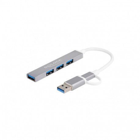 4 Port Slim USB Hub mit USB Type-C oder USB Typ-A
