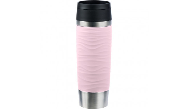 Emsa TRAVEL MUG Waves Grande thermal mug (light pink/stainless steel, 0.5 liters)