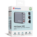 Verbatim GaN charger 100W, 1x USB-A, 3x USB-C (grey, PD 3.0, QC 3.0)