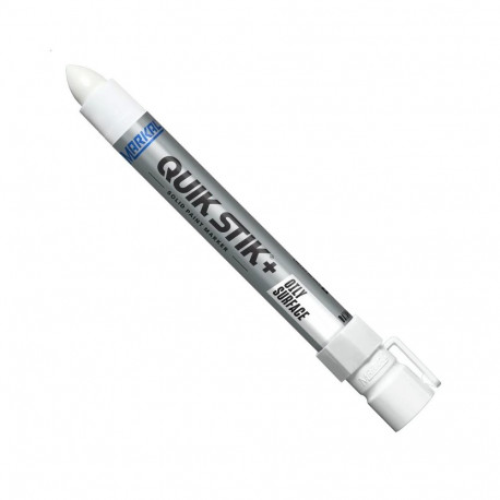 Markal QUIK STIK+ solid paint marker – industrial-grade, 13 mm bullet tip, white, twist-up mechanism