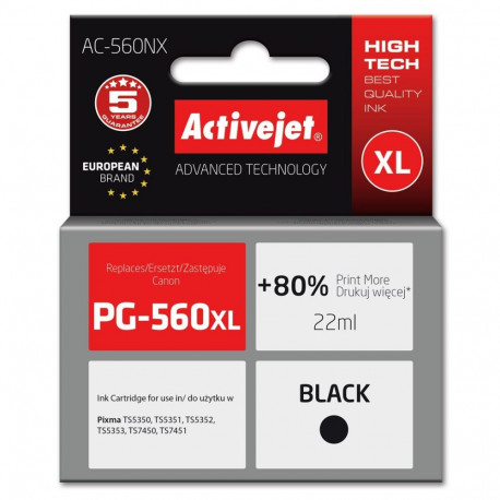 Activejet AC-560NX Ink (replacement for Canon PG-560XL; Supreme; 22 ml; black)