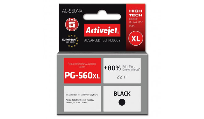 Activejet AC-560NX tint (asendus Canon PG-560XL; Supreme; 22 ml; must)