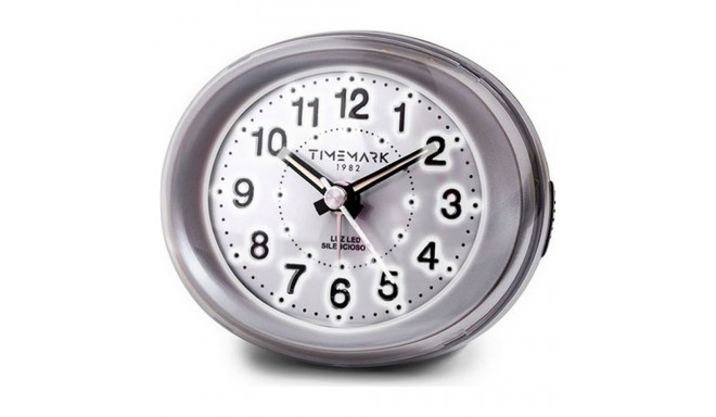 Analogue Alarm Clock Timemark Silver LED Light Silent Snooze Night mode 9 x 9 x 5,5 cm (9 x 9 x 5,5 