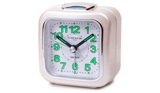 Analogue Alarm Clock Timemark White Silent with sound Night mode (7.5 x 8 x 4.5 cm)