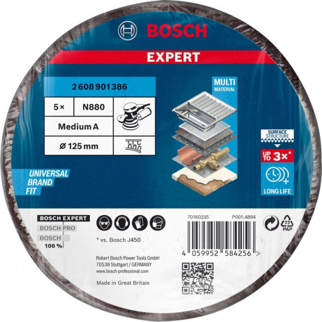 Expert mittekootud lihvkettad N880 keskmised S 125mm 5 tk eksentriklihvijale, must