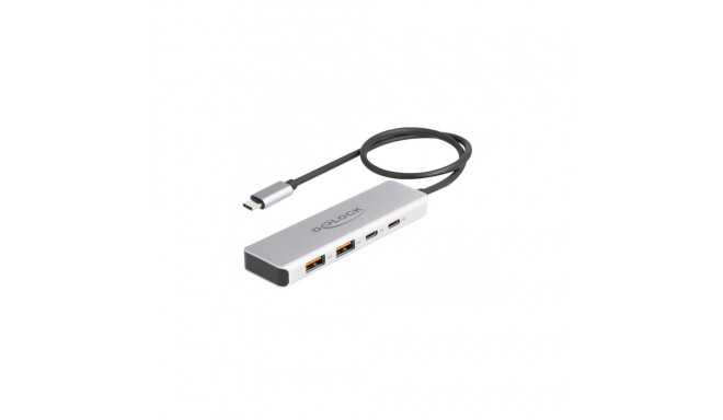 DeLOCK USB 10 Gbps USB Type-C Hub with 2 x USB Type-A and 2 x USB Type-C, USB hub (grey)