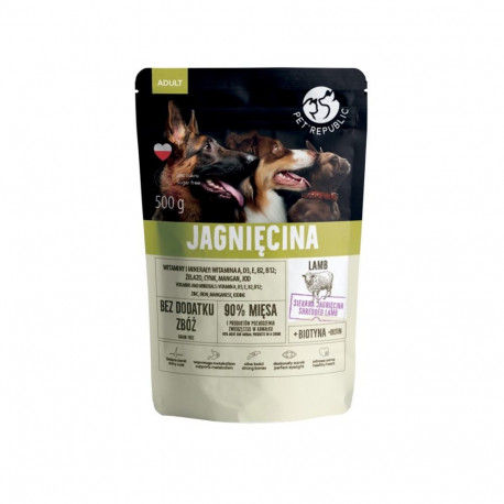 PET REPUBLIC täiskasvanud lambaliha märg koeratoit 500g