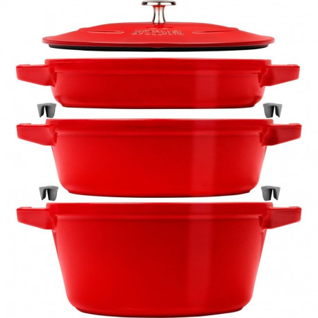 Staub ümmargused valurauast ahjupotid La Cocotte 3-osaline komplekt
