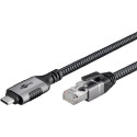 "Goobay USB-C 3.1 > RJ45 (ST-ST) 2m Ethernet-Kabel Schwarz-Silber"