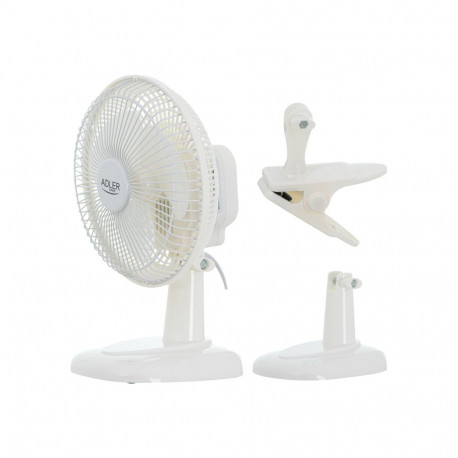 Adler lauaventilaator AD 7317 klambriga 30W 15cm 2 kiirust, valge