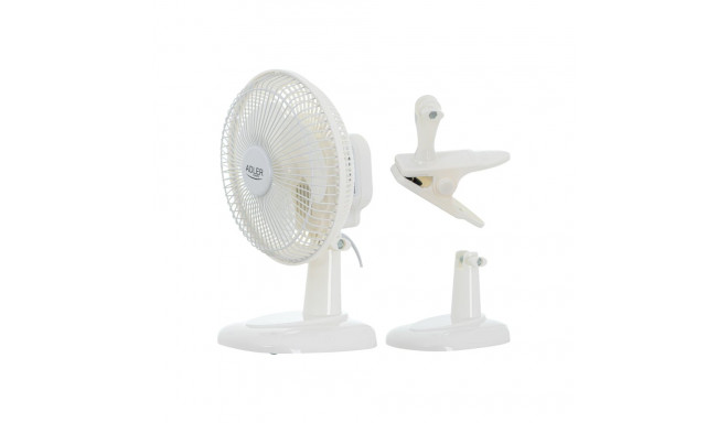 Adler | Fan with clip | AD 7317 | Table Fan | White | Diameter 15 cm | Number of speeds 2 | 30 W