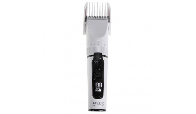 Adler | Hair Clipper with LCD Display | AD 2839 | Cordless | Number of length steps 6 | White/Black