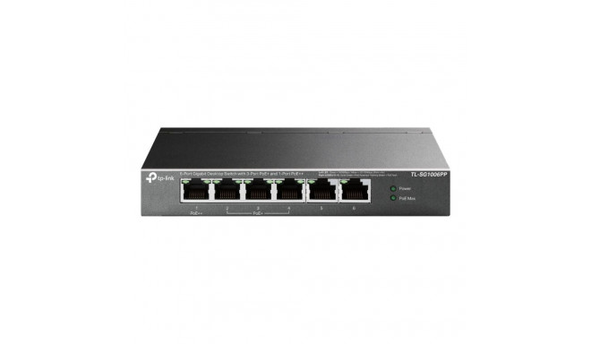 TP-LINK | 6-Port Gigabit Switch with 3-Port PoE+ and 1-Port PoE++ | TL-SG1006PP | Unmanaged | Deskto