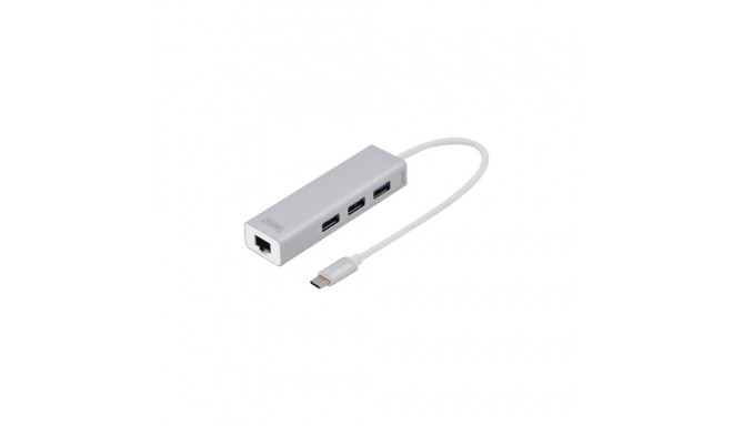 Digitus | USB Type-C 3-pordiline jaotur + Gigabit Ethernet