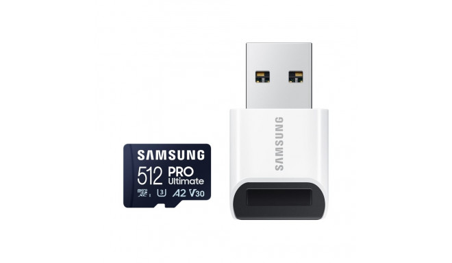 Samsung PRO Ultimate 512 GB microSDXC mälukaart kaardilugejaga U3 V30 A2 välkmälu