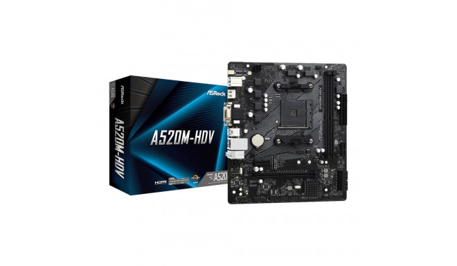 ASRock | A520M-HDV | Processor family AMD | Processor socket AM4 | DDR4 DIMM | Memory slots 2 | Supp