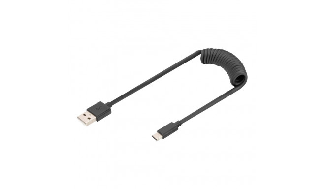 Digitus | USB 2.0 Type A USB C Spiraalkaabel | AK-300430-006-S | USB-A USB-C USB 2.0 Type A, pistik 