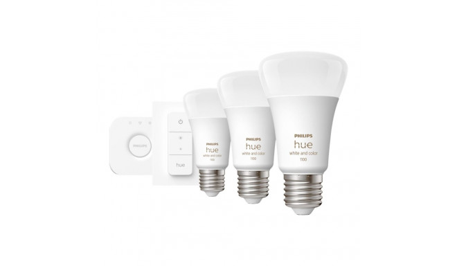 Hue WCA Starter Kit 9W A60 E27, 3pcs, Bridge, Switch | E27 | 9 W | RGBW 2000-6500K | Bluetooth and Z