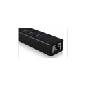 Raidsonic | 4 Port Hub with USB 3.0 Type-A, Type-C, Gigabit LAN | Icy Box IB-HUB1419-LAN
