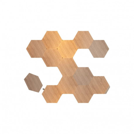 Nanoleaf | Elements Wood Look Hexagons Starter Kit (13 panels) | Cool White + Warm White
