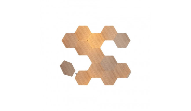 Nanoleaf|Elements puidumustriga kuusnurksed alguskomplekt (13 paneeli)|Külm valge + soe valge