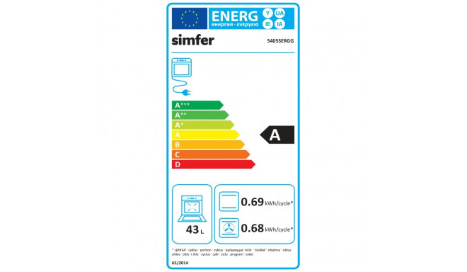 Simfer | Cooker | 5405SERGG | Hob type Gas | Oven type Electric | Stainless steel | Width 50 cm | El