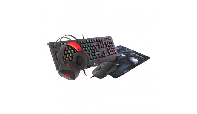 GENESIS COMBO set 4in1 cobalt 330 rgb keyboard + mouse +headphones + mousepad, us layout | Genesis |