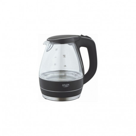 Adler | Kettle | AD 1224 | Standard | 2000 W | 1.5 L | Glass | 360° rotational base | Black