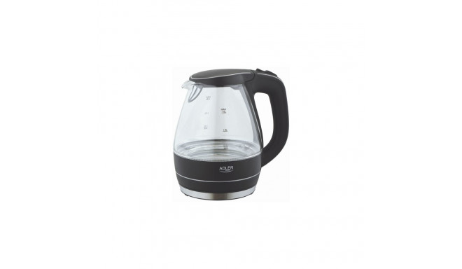 Adler | Kettle | AD 1224 | Standard | 2000 W | 1.5 L | Glass | 360° rotational base | Black